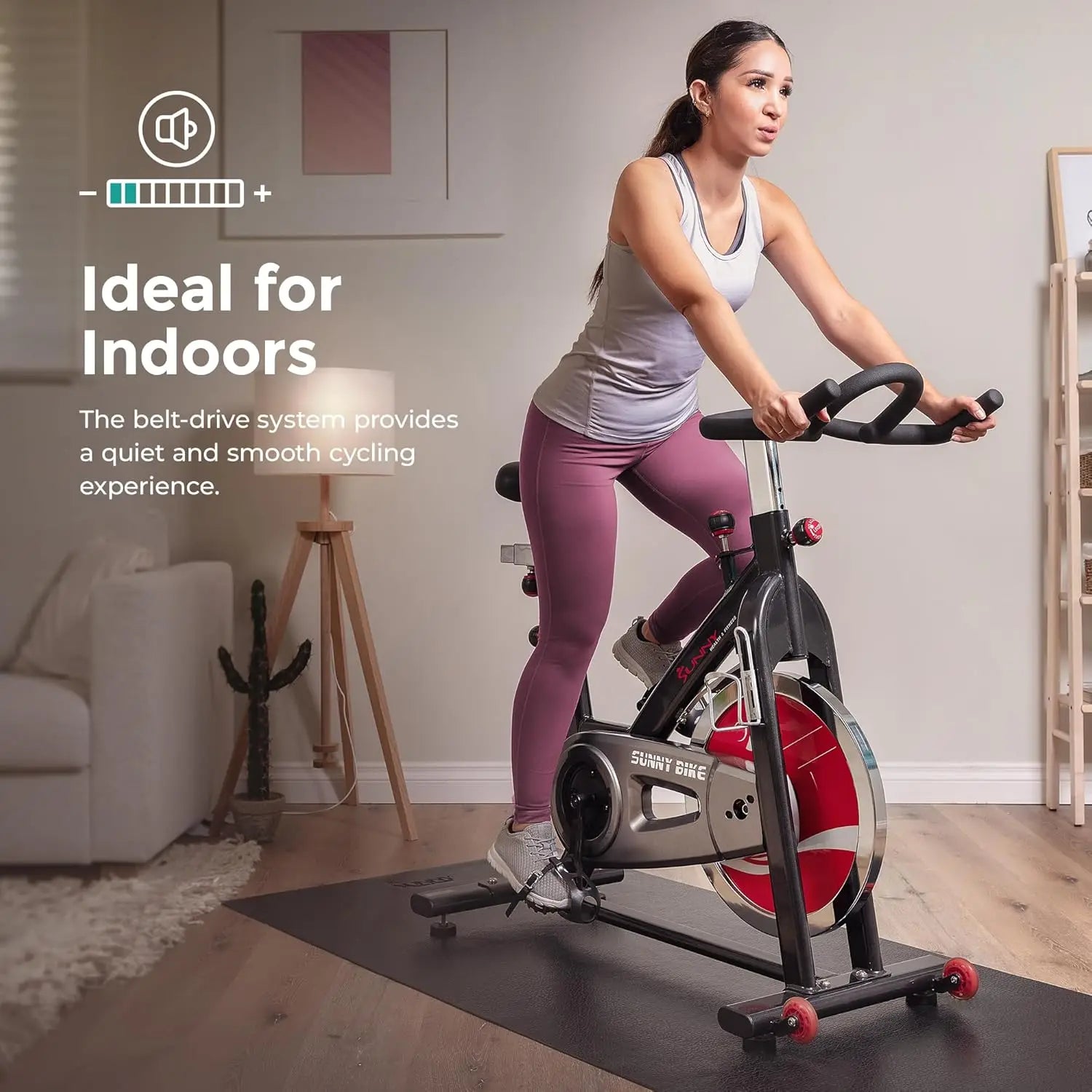 Health & Fitness Heavy-Duty Indoor Stationary Exercise Bike, 4-Way Adjustable Seat for Cycling Cardio workout at Home, Opt