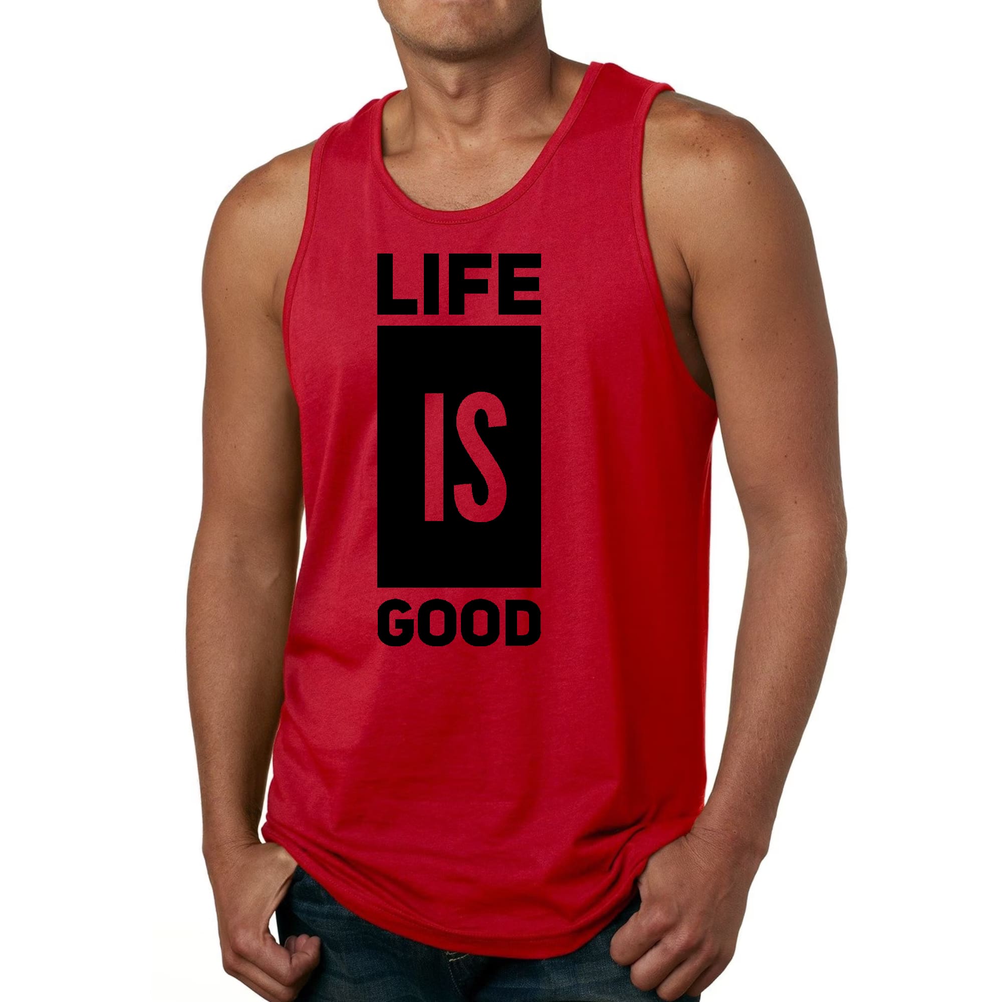 Mens Fitness Tank Top Graphic T-shirt Life is Good